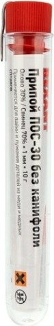 Припой REXANT ПР3091 без канифоли пос-30, 10г, 1мм, (олово 30%, свинец [09-3091]