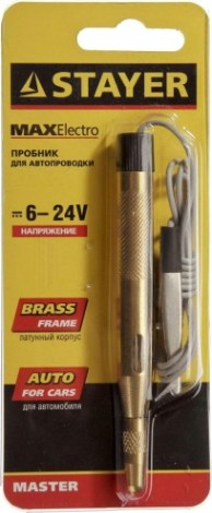 Пробник и тестер напряжения 6-24В, STAYER MASTER MAXElectro для автопроводки, 110мм, 2574_z01 [2574_z01]