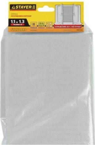 Противомоскитная сетка STAYER STANDARD для окон, стекловолокно+ПВХ белая 12515-11-13 [12515-11-13]