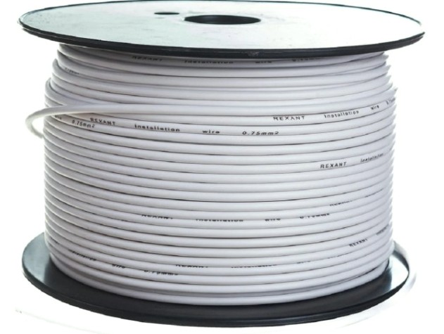 Провод REXANT 01-6501 ПГВА / ПВАМ 1х0.75мм², (бухта 100м), белый