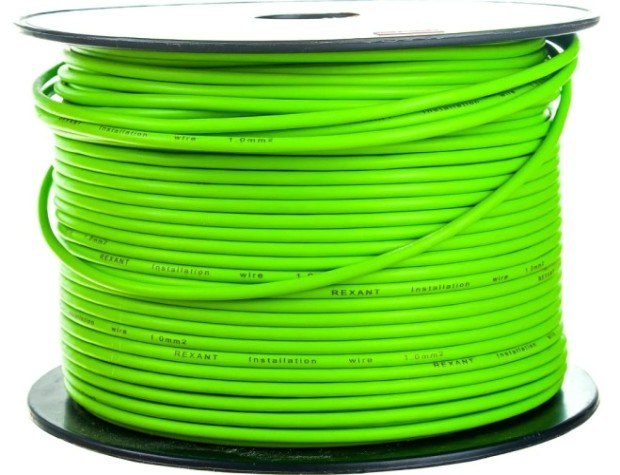 Провод REXANT 01-6523 ПГВА / ПВАМ 1х1.00мм², (бухта 100м), зеленый