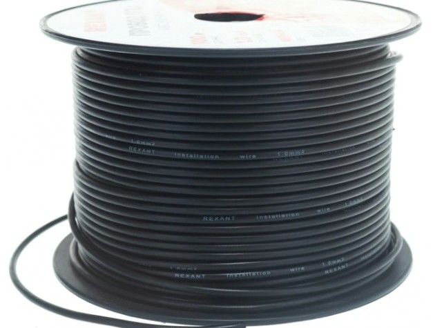 Провод REXANT 01-6526 ПГВА / ПВАМ 1х1.00мм², (бухта 100м), черный