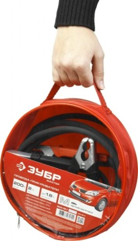 Провода для прикуривания ЗУБР пусковые морозостойкие (200 а, 2 м., в сумке) [59330-200-2]