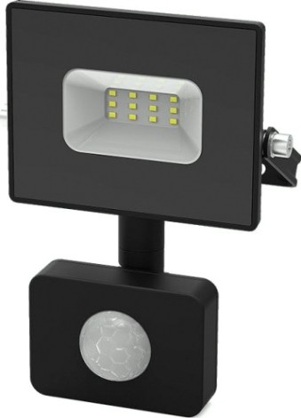 Прожектор GAUSS Elementary 10w 850lm 6500к 175-265v ip65 черный с датчиком дв [628511310]