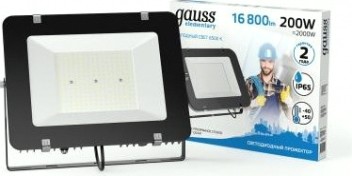 Прожектор GAUSS Elementary 200w 16800lm 6500к 200-240v ip65 черный led [691511200]