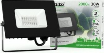 Прожектор GAUSS Elementary 30w 2000lm зеленого свечения 175-265v ip65 черный [613100630]