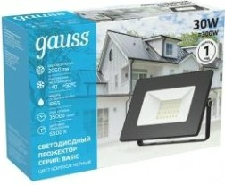 Прожектор GAUSS Elementary 30w 2700lm 6500к 200-240v ip65 черный led [613100330]