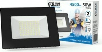 Прожектор GAUSS Elementary 50w 4500lm 6500к 200-240v ip65 черный led [613100350]
