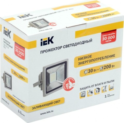 Прожектор IEK СДО 05-30 SMD IP65 6500K серый [LPDO501-30-K03]