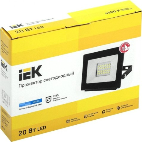 Прожектор IEK СДО 06-20 IP65 6500K черный [LPDO601-20-65-K02]