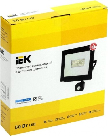 Прожектор IEK СДО 06-50Д IP54 6500K черный с датчиком движения [LPDO602-50-65-K02]