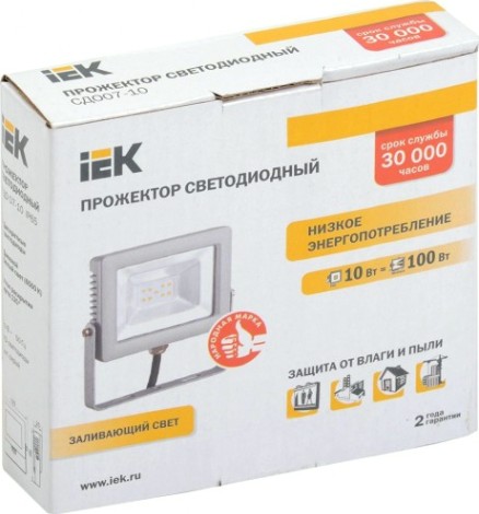 Прожектор IEK СДО 07-10 IP65 6500K серый [LPDO701-10-K03]