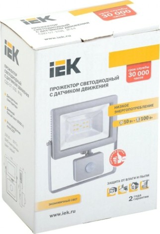 Прожектор IEK СДО 07-10Д IP44 6500K серый с датчиком движения [LPDO702-10-K03]