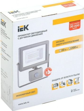 Прожектор IEK СДО 07-30Д IP44 6500K серый с датчиком движения [LPDO702-30-K03]