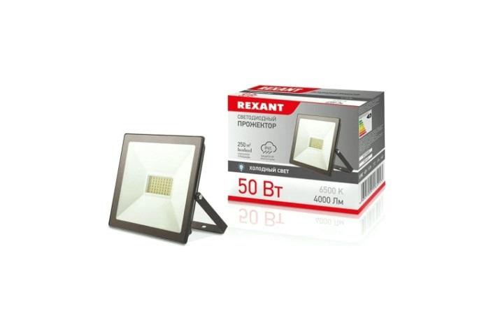 Прожектор REXANT 605-004 светодиодный СДО 50Вт 4000Лм 6500К холодный свет