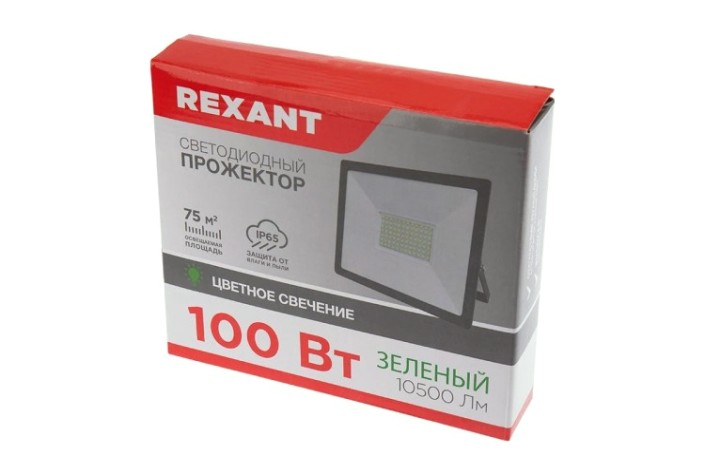 Прожектор REXANT 605-018 цветного свечения (зеленый) 100Вт