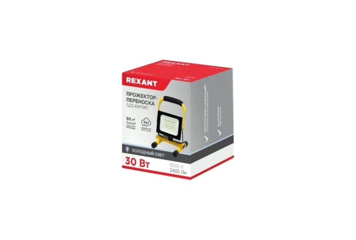 Прожектор REXANT 605-021 СДО-EXPERT 30Bт 2400Лм 6500К шнур 2м и евровилка