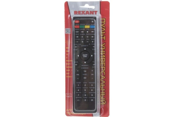 Пульт для телевизора REXANT 38-0011 универсальный RX-707E, 45 кнопок