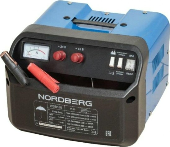 Пускозарядное устройство NORDBERG WSB180 12/24v макс ток 180А [ЦБ-00002163]