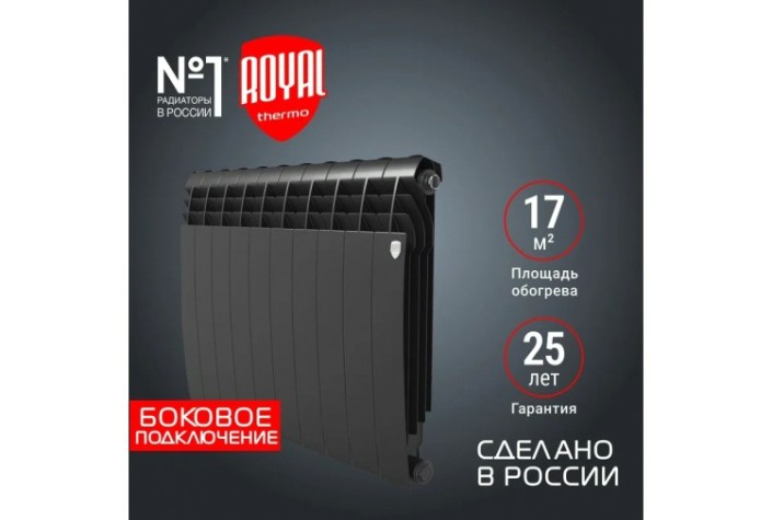 Радиатор ROYAL THERMO Biliner 500 new - 10 секции биметалл Noir Sable [НС-1176307]