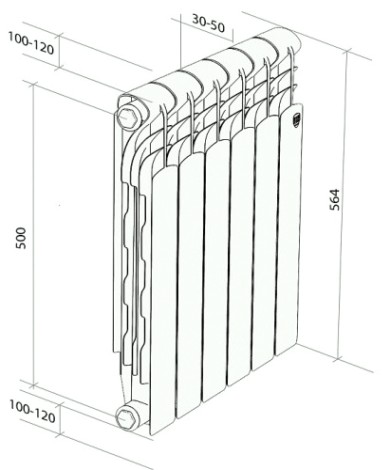 Радиатор ROYAL THERMO Revolution Bimetall 500 2.0 – 10 секц. RTRB250010, НС-1295106 [НС-1295106]
