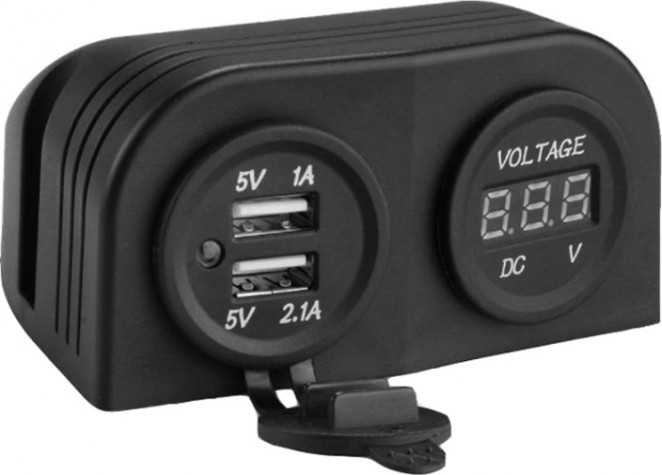 Разъем USB SKIPPER SK-DS6-2023/4010 5В 3.1А и цифровой вольтметр для крепления на приборную панель [SK-DS6-2023/4010]