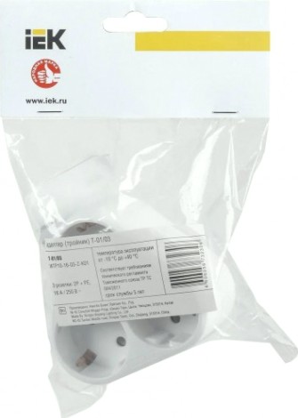 Разветвитель IEK Т-01/03 3-м 16А IP20 Т-01/03 2P+PE треугольн. [WTP10-16-03-Z-K01]