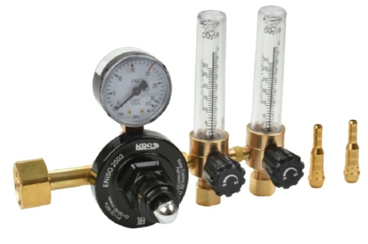 Регулятор расхода KRASS Base Control SE FLOW с 2-мя ротаметрами для углекислоты и аргона, ПОВЕРЕННЫЙ [0870478KRPV]