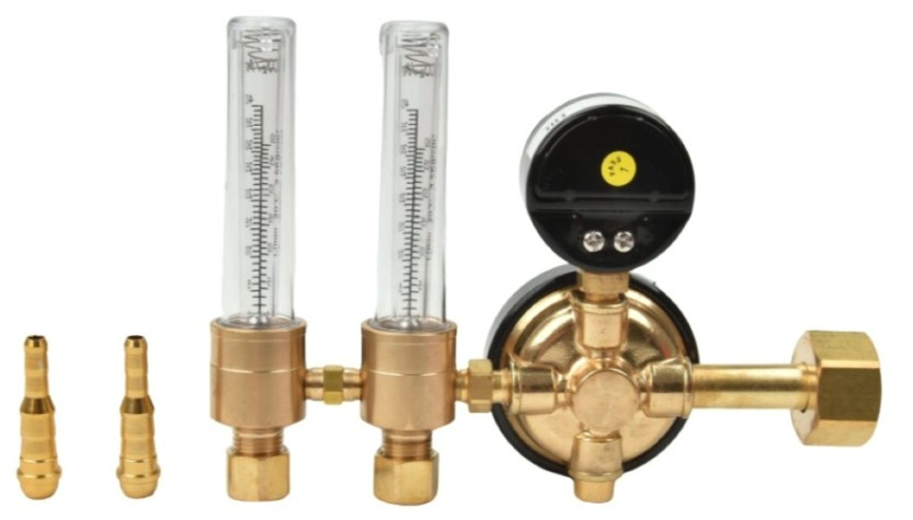 Регулятор расхода KRASS Base Control SE FLOW с 2-мя ротаметрами для углекислоты и аргона, ПОВЕРЕННЫЙ [0870478KRPV]