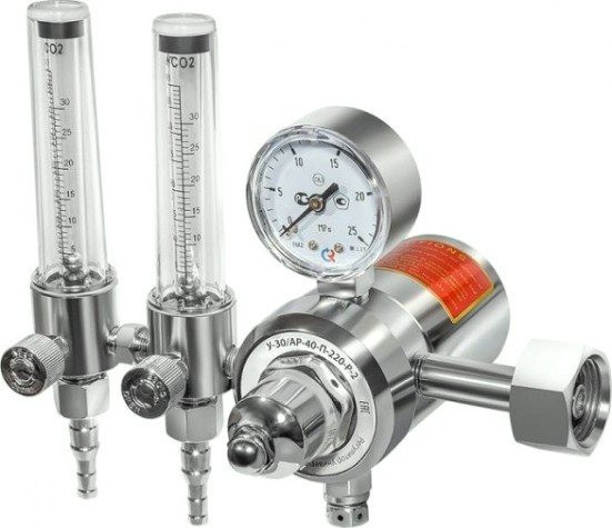 Регулятор расхода СВАРОГ У-30/АР-40-П-220-Р-2 с 2-мя ротаметрами и подогревателем 220 В [00000094742]