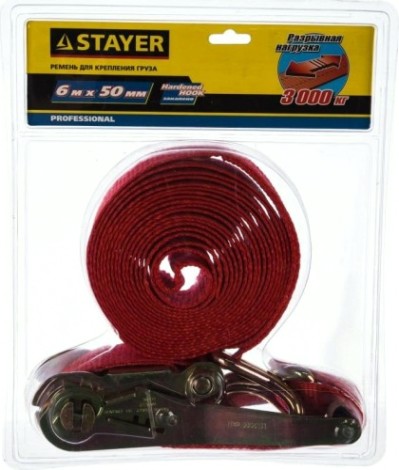 Ремень для крепления груза STAYER PROFESSIONAL 40564-6 ширина ленты 50мм, длина 6м [40564-6]