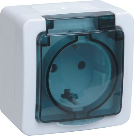 Розетка 1-местная IEK ГЕРМЕС РСб20-3-ГПБд IP54 с заземлением [ERMP12-K03-16-54-EC]