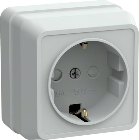 Розетка 1-местная IEK ОКТАВА РСш20-3-ОБ 16А с заземлением белая [ERO14-K01-16-DC]