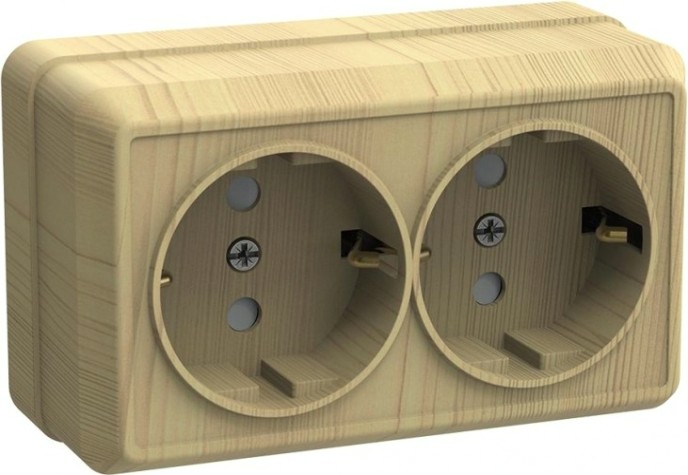 Розетка 2-местная IEK ОКТАВА РС22-3-ОС 16А с заземлением сосна [ERO21-K03-16-DC]