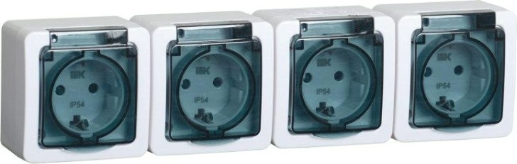 Розетка 4-местная IEK ГЕРМЕС РСб24-3-ГПБд IP54 с заземлением [ERMP42-K03-16-54-EC]