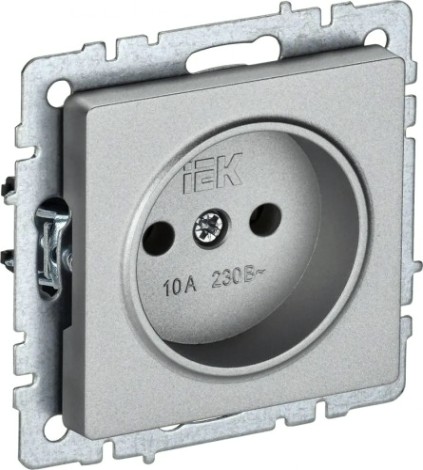 Розетка IEK BRITE РС10-1-0 10а без защ. шторок алюм. [BR-R10-10-K47]