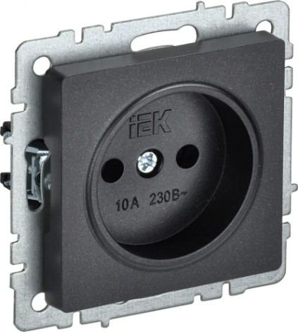 Розетка IEK BRITE РС10-1-0 10а без защ. шторок черн. [BR-R10-10-K02]