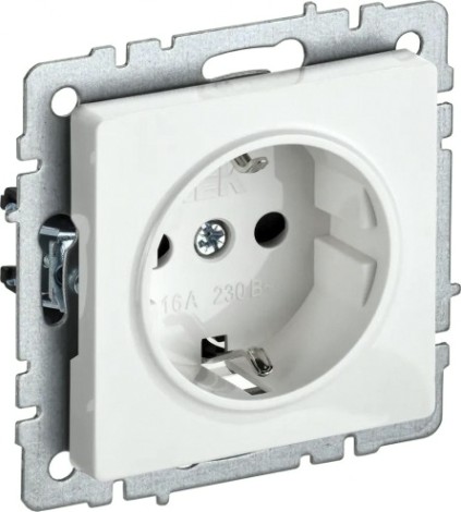 Розетка IEK BRITE РС11-1-0 16а без защ. шторки бел. [BR-R11-16-K01]