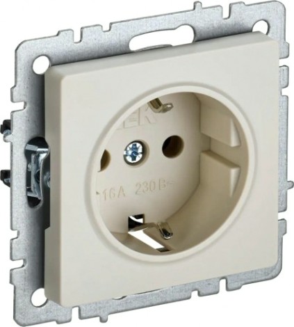 Розетка IEK BRITE РС11-1-0 16а без защ. шторки беж. [BR-R11-16-K10]