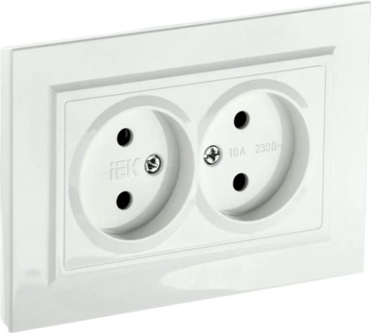 Розетка IEK BRITE РС12-2 10а 2-м без защ. шторок [BR-R20-10-K01-F]