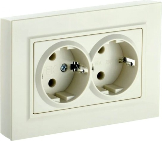 Розетка IEK BRITE РС12-3 16а 2-м без защ. шторок беж. [BR-R21-16-K10-F]