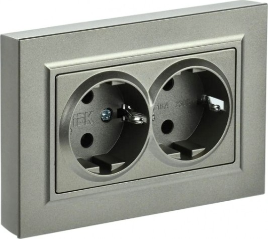 Розетка IEK BRITE РС12-3 16а 2-м без защ. шторок шампань [BR-R21-16-K37-F]