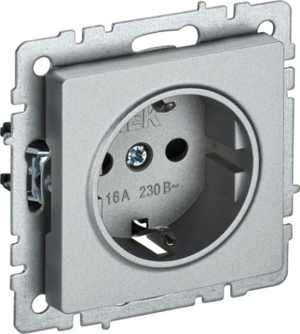 Розетка IEK BRITE РС14-1-0 16а защ. шторки алюм. [BR-R14-16-K47]