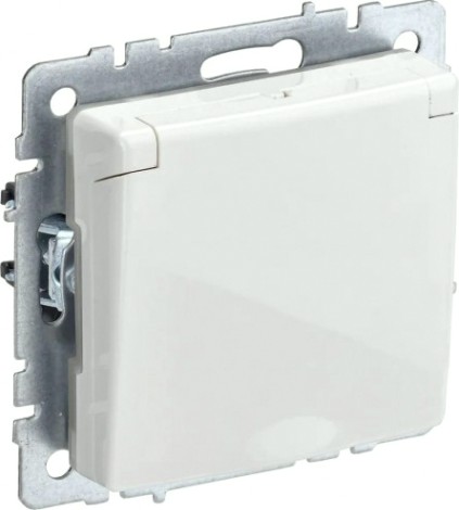 Розетка IEK BRITE РСбш10-3 16а защ. шторки с крышкой [BR-R16-16-K01]