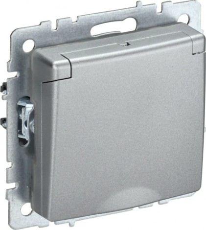 Розетка IEK BRITE РСбш10-3-44 16а защ. шторки с крышкой алюм. [BR-R16-16-44-K47]