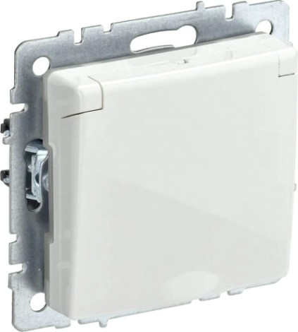 Розетка IEK BRITE РСбш10-3-44 16А защ. шторки с крышкой бел. [BR-R16-16-44-K01]