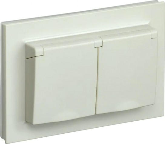 Розетка IEK BRITE РСбш12-3-44 16а 2-м ip44 с крышкой беж. [BR-R26-16-44-K10-F]