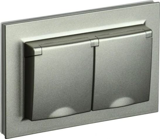 Розетка IEK BRITE РСбш12-3-44 16а 2-м ip44 с крышкой шампань [BR-R26-16-44-K37-F]