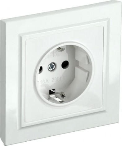 Розетка IEK BRITE РСР14-1-0 16а защ. шторки бел. [BR-R14-16-K01-F]