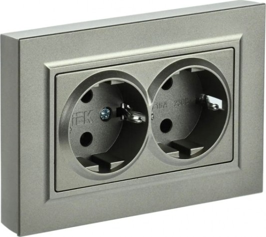 Розетка IEK BRITE РСш12-3 16а 2-м защ. шторки шампань [BR-R24-16-K37-F]